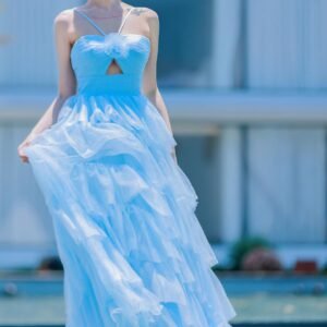 Princess Sweep-Brush Train Tulle Prom Dress CS0493